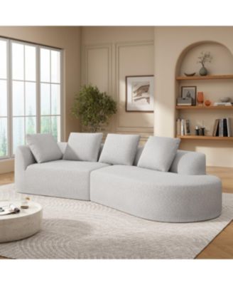 116" Modern Curved Sectional Sofa with Chaise Lounge, Pearl Upholstery, 2-Piece Set