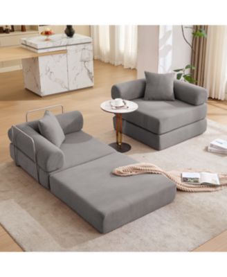 Modular Sofa Bed for Apartment, Convertible Sofa Bed, Dark Gray Corduroy
