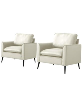 Cat paw leather upholstered sofa 2PC Cream White, Nordic retro casual sofa chair.