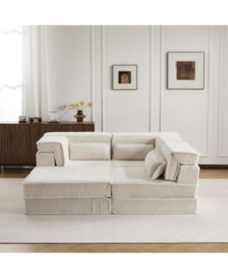 Streamdale Compression Sofa, Convertible Floor Sofa Bed, White