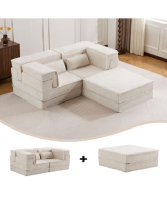 Streamdale Compression Sofa, Convertible Floor Sofa Bed, White