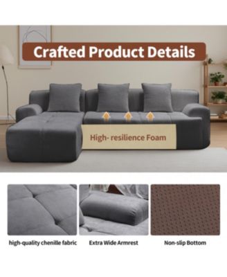 Streamdale Modern cloud sofa, modular L-shaped chaise, deep seat, no assembly.