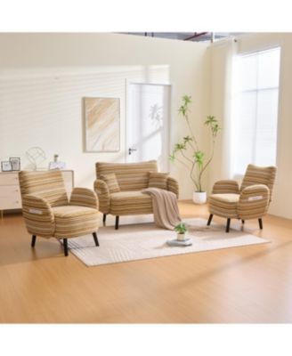 Streamdale Modern two-seater sofa with armrests, pillows, and storage pockets