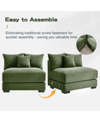 Streamdale Oversized Cloud Modular Sectional Couch with Ottoman, Green