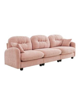 Three-Seater Modular Sectional Couch, Soft Chenille, Pink