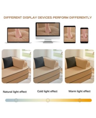 Camel Teddy Fabric Boneless Sofa with Double Chaises