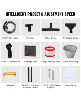 Powerful Suction Stainless Steel Wet Dry Vacuum Cleaner, 5.5-Gallon 6.5 Peak HP