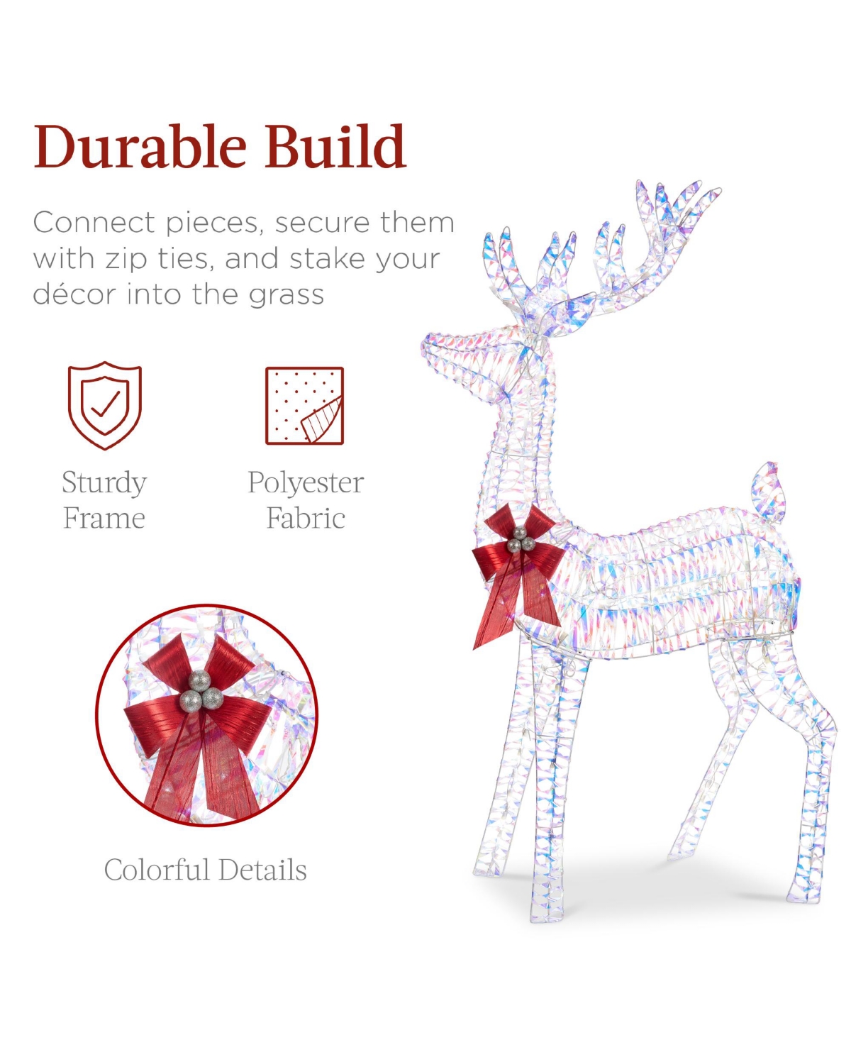 Best Choice Products 3-Piece Lighted Christmas Deer Set Outdoor Yard Decoration with 360 Led Lights, Stakes