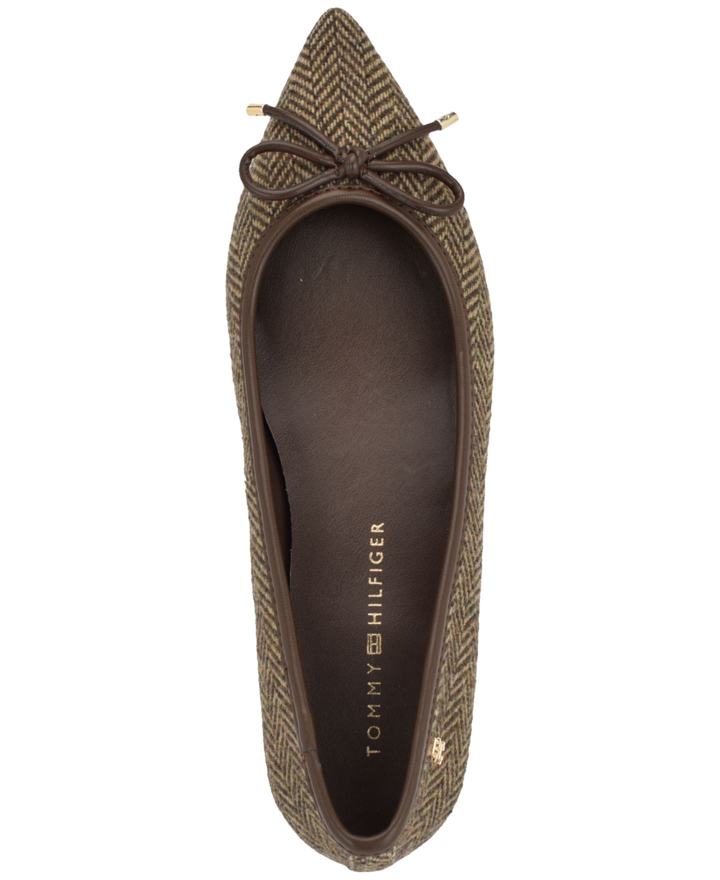 Женские балетки Tommy Hilfiger Kimio Pointed Toe Ballet Flats, цвет: Коричневый / Натуральный — фото 4