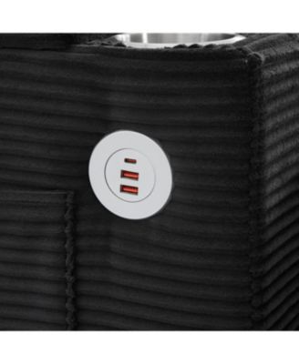 Streamdale Convertible U-Shaped Sectional Sofa with Storage, Cup Holders & USB Ports, Black