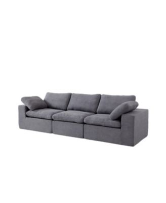 Chenille Fabric Upholstered Sofa, Oversized Comfy Cloud 3-Seater Sofa Couch, Grey