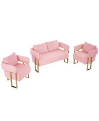 Streamdale Modern Teddy Fleece Chair with Gold Legs, Pink
