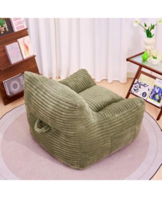 Bean Bag Chair with Armrests - Oversized Comfy Beige Lazy Floor Sofa Chair