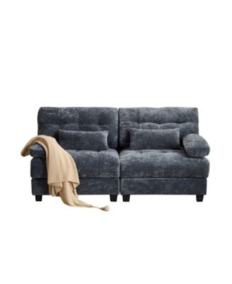 67" Loveseat with Adjustable Backrest, Chenille Fabric & 2 Pillows