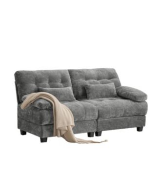  67" Loveseat with Adjustable Backrest, Chenille Fabric & 2 Pillows