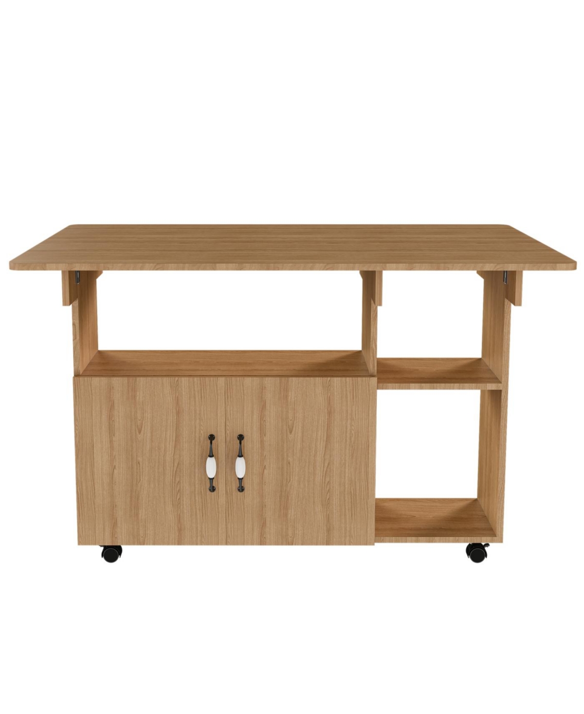 Streamdale Multi-Functional Folding Table with Storage Shelves and Wheels