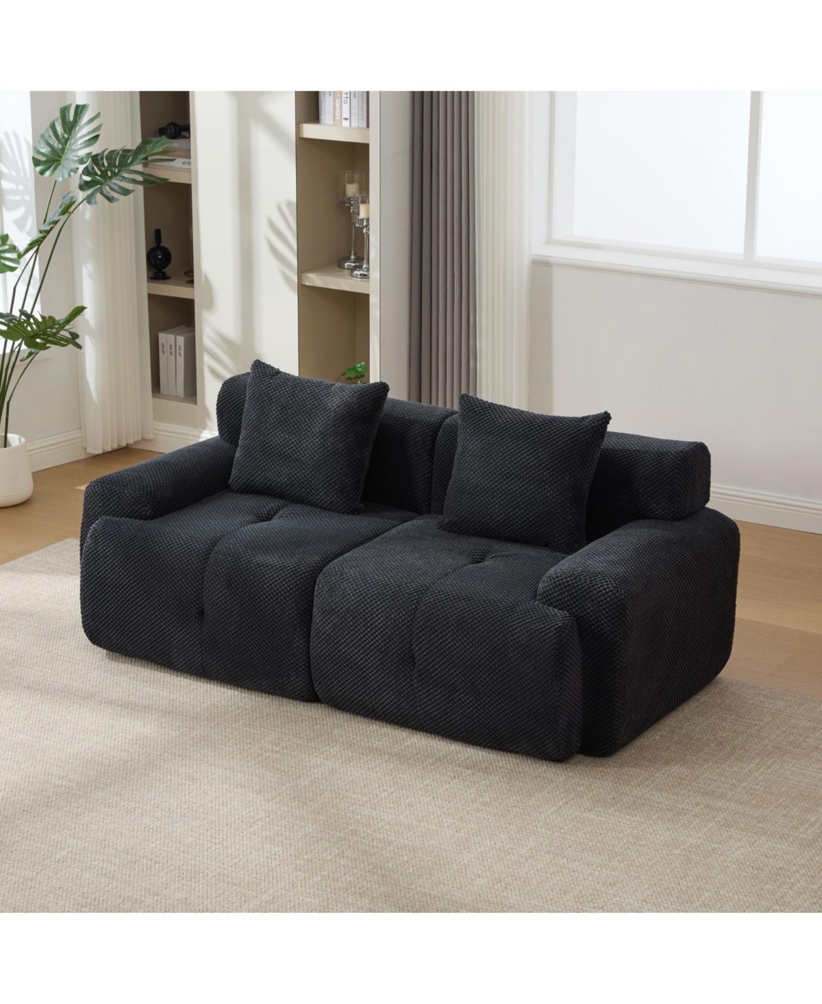 Streamdale Furniture 73" Modern Modular Sectional Loveseat, 2 Seater Tufted Cloud Floor Couch w/ 2 Pillows, Charcoal