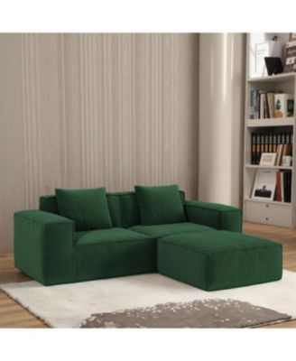 Streamdale Modular sofa bed, corduroy velvet, green
