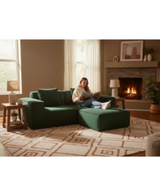Streamdale Modular sofa bed, corduroy velvet, green
