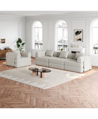 Streamdale 4-seater chenille convertible sofa bed with side storage, folding.