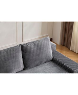 Streamdale Dark Grey Corduroy Loveseat Sofa Bed with Reversible Cushions
