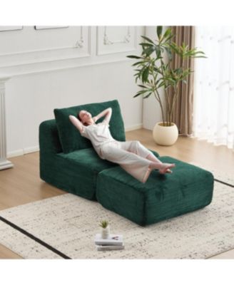 Streamdale Modern Memory Foam Sofa, Single Chaise, Pet-Friendly Cloud Modular Sectional, Green