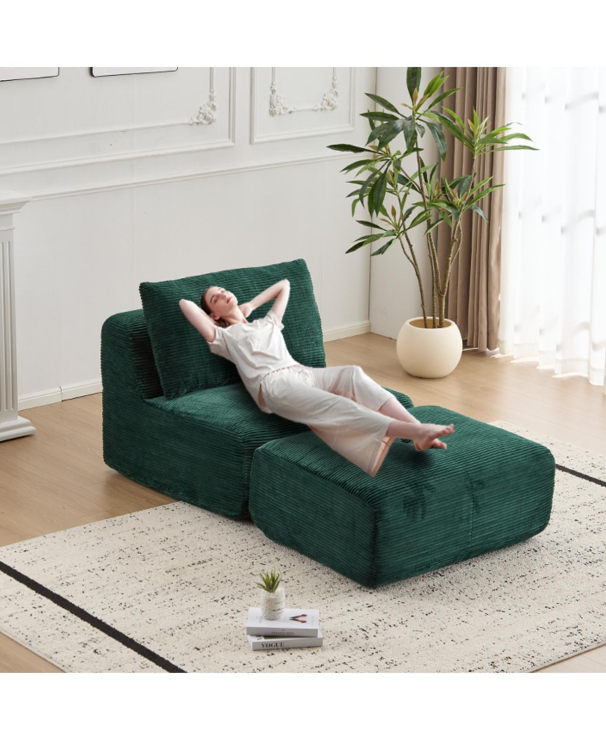 Streamdale Modern Memory Foam Sofa, Single Chaise, Pet-Friendly Cloud Modular Sectional, Green