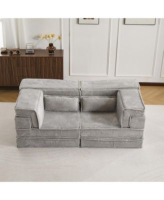 Streamdale Compression Sofa, Convertible Floor Sofa Bed, Modular Sectional Sofa, Light Grey