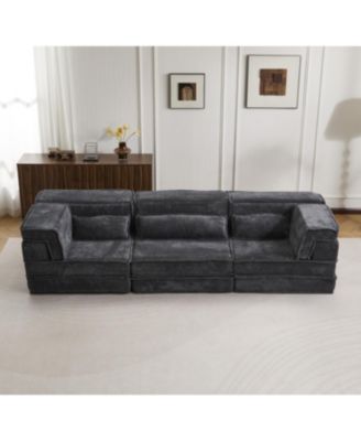 Streamdale Compression Sofa, Convertible Floor Sofa Bed, Modular Sectional, 3 Seater, Dark-Grey
