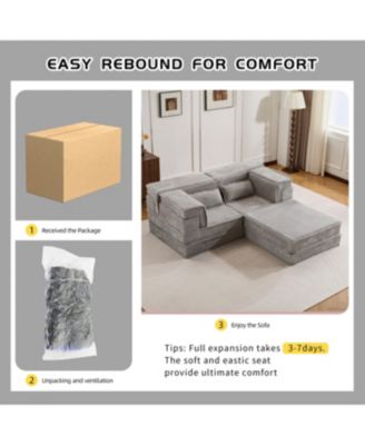 Streamdale Sofa, Convertible Floor Sofa Bed, Modular Sectional, No Assembly, Grey