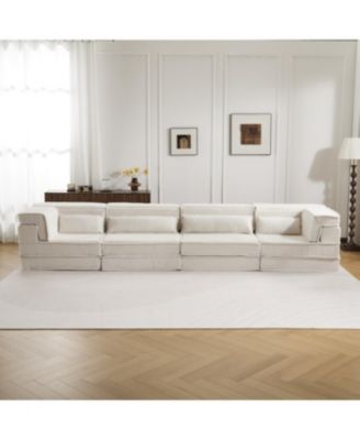 Compression Sofa, Convertible Floor Sofa Bed, White