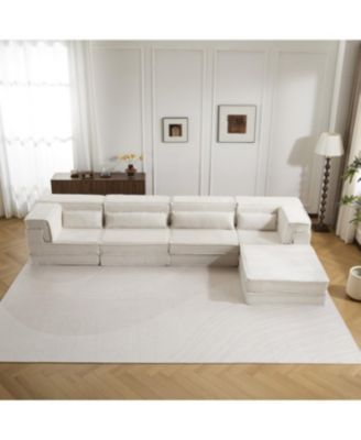 Compression Sofa, Convertible Floor Sofa Bed, White