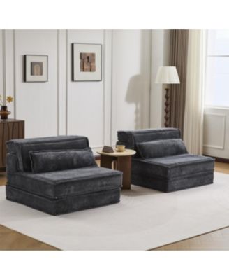 Compression Sofa, Convertible Floor Sofa Bed, Modular Sectional Sofa, Dark Grey