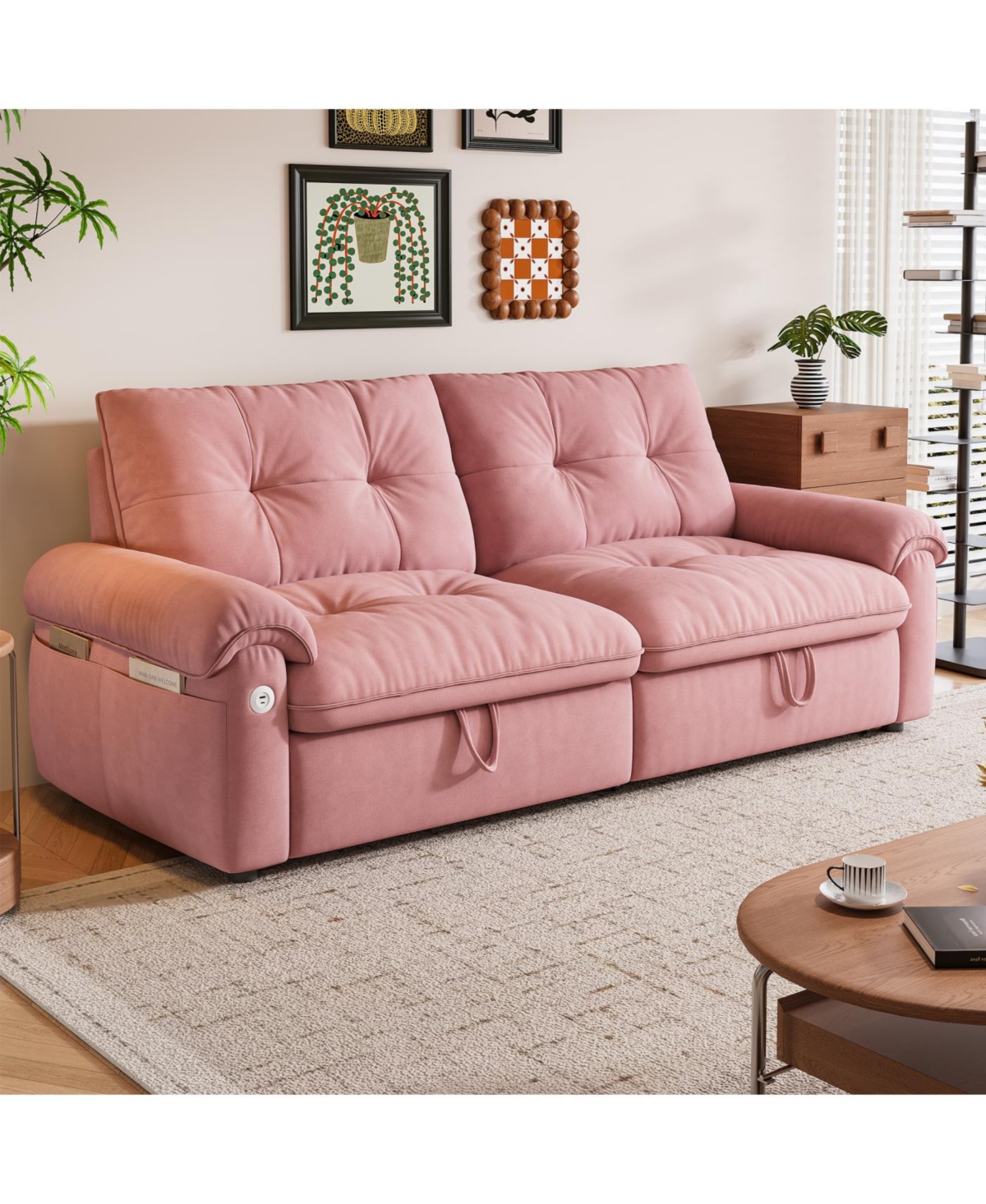 Streamdale Multifunctional 77-inch convertible sofa bed, 2-in-1 velvet fabric for living rooms/bedrooms.