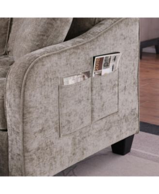 Two-seater sofa with storage chaise, irregular armrests, incl. pillows - Brown