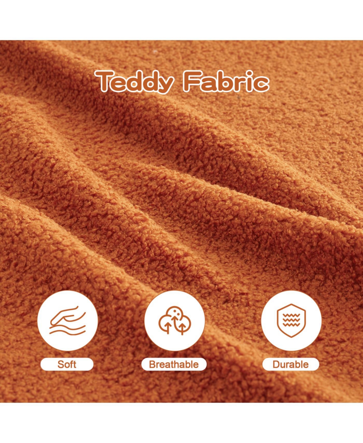 Streamdale Soft Teddy Fabric Boneless Sofa, No Assembly, Anti-Slip, 32D Sponge, Orange