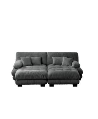 Cloud Couch Sleeper Sofa, Chenille 2 Seater with 2 Lumbar & 2 Throw Pillows, Gray