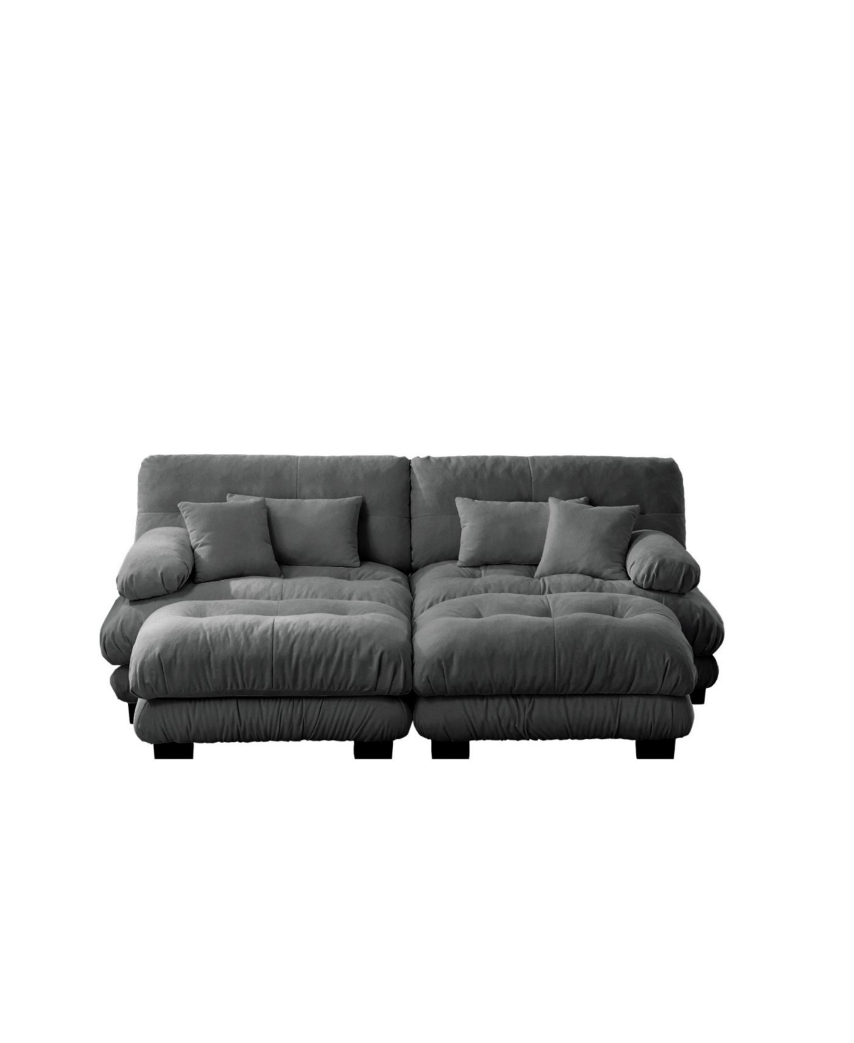 Streamdale Furniture Cloud Couch Sleeper Sofa, Chenille 2 Seater with 2 Lumbar & 2 Throw Pillows, Gray