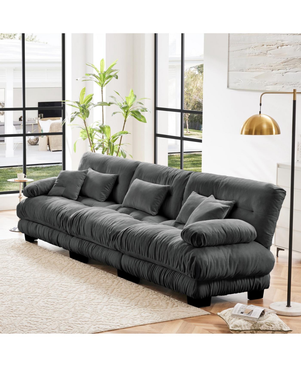 Streamdale 3-Seater Chenille Sectional Sofa - Soft & Comfy Upholstered Furniture, Gray