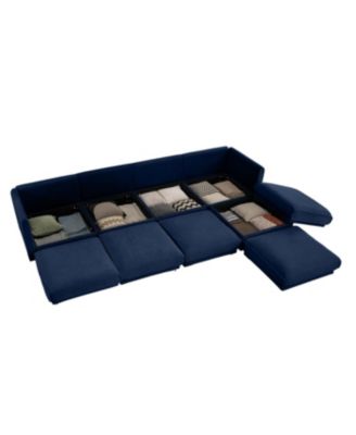 Streamdale Modular L-Shaped Blue 4-Seat Sofa with Storage & Deep Seating