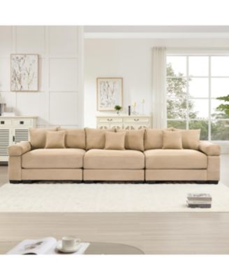 Streamdale Oversized Cloud Modular Sectional Couch, Premium Corduroy 3-Seater Sofa, Camel