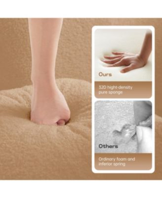 Streamdale Camel Teddy Fabric L-Shaped Chaise Sofa with High Density Sponge