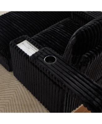 42.5" Corduroy Single Recliner with Pillow, Cup Holder, Storage Footrest