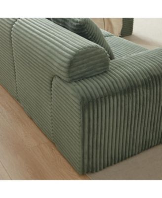 Streamdale 114-inch Corduroy Modular Sofa with Inlaid Design, 3 Pillows & 4 Configurable Modules.