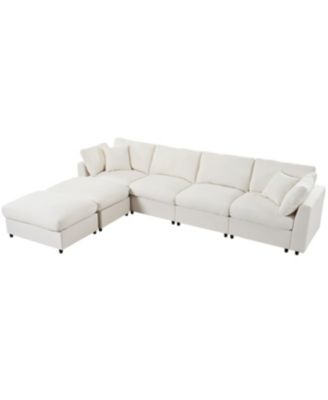 Large U-Shaped Sectional Sofa with 2 Ottomans, Chenille Fabric, Modular Design