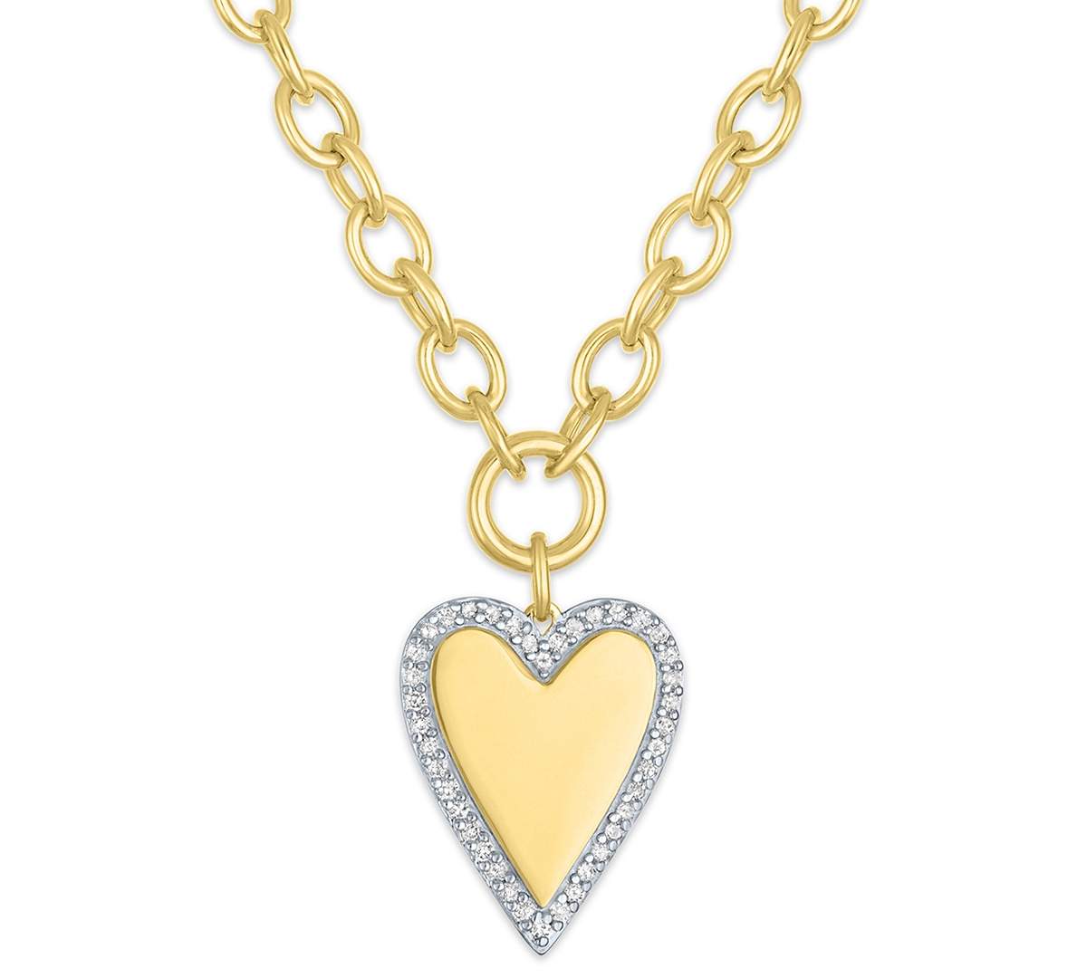 Macy's White Diamond Pendant Necklace (1/4 ct. t.w.) in 14k Yellow Gold Over Sterling Silver