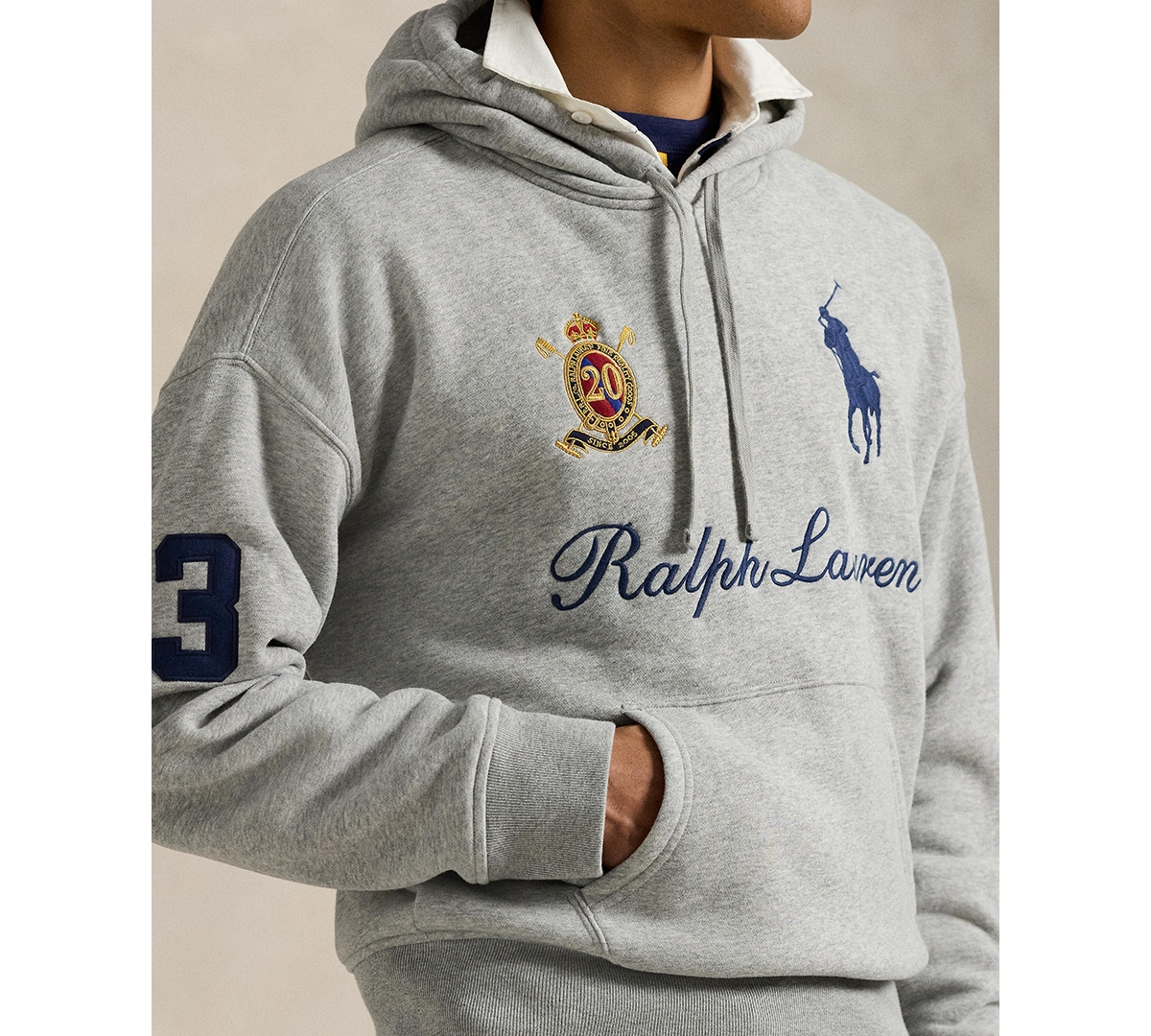 Polo Ralph Lauren Men's Big Pony 20th Anniversary Long Sleeve Hoodie In Gray
