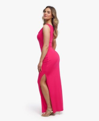 Women's Shapewear Solid Cowl Neck Ruched Sculpting Maxi Dress