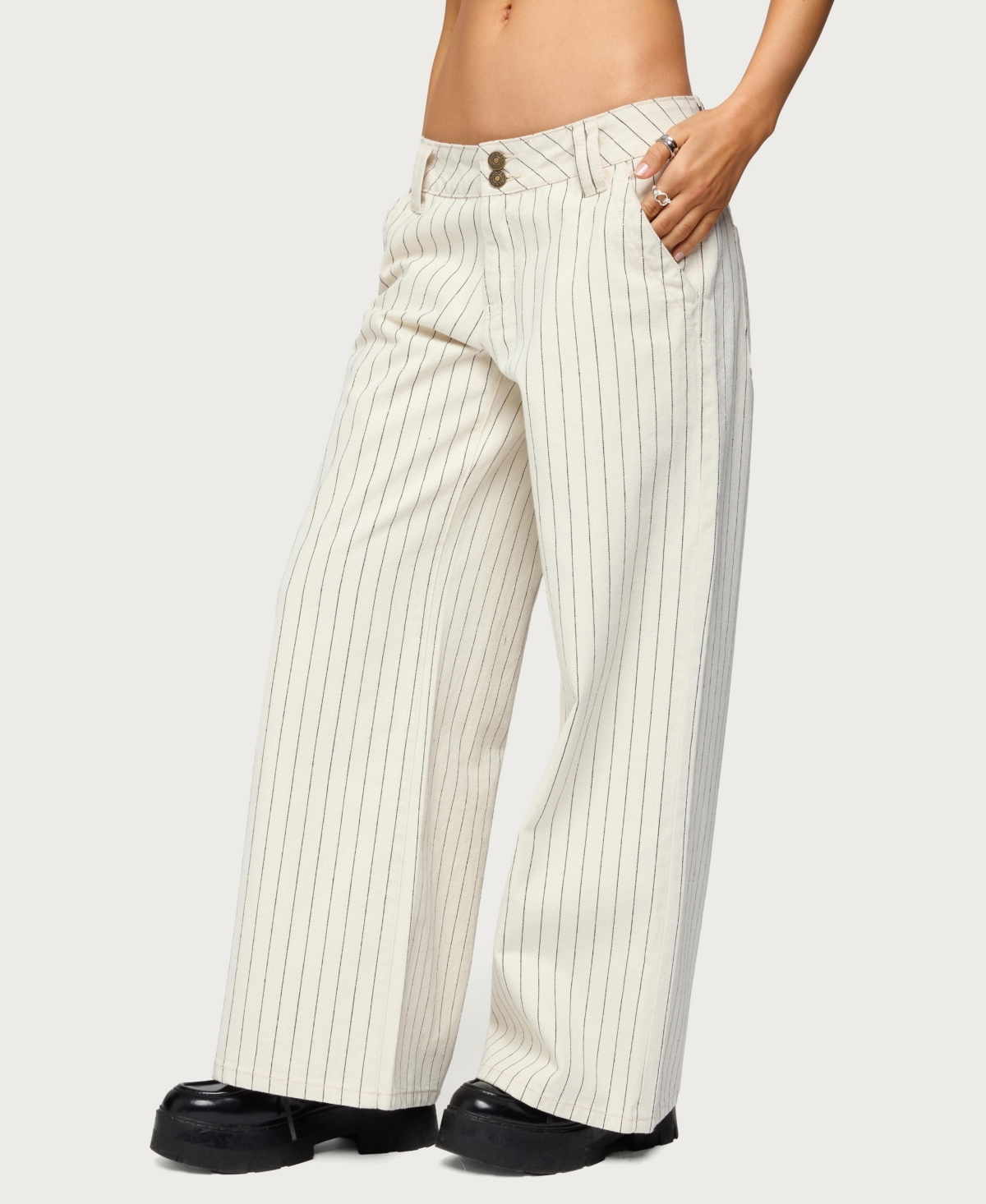 Edikted Women's Cory Striped Low Rise Jeans