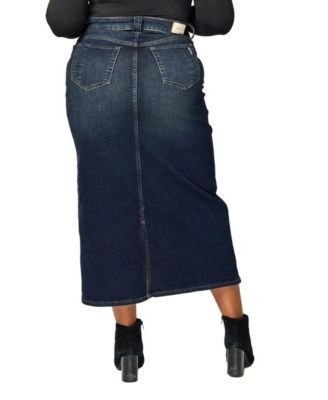 Women's Denim Maxi Skirt in 37"length with side vents